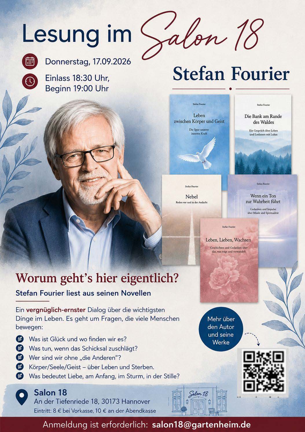 Flyer der Lesung von Stefan Fourier im Salon 18 in Hannover