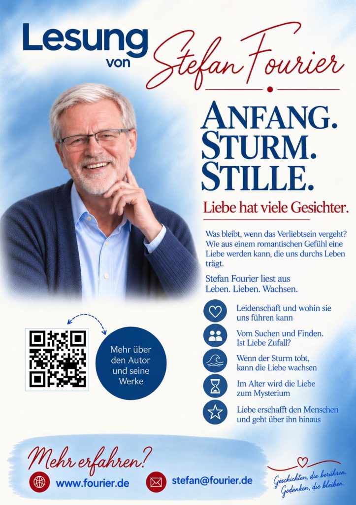 Flyer zur Lesung „Anfang. Sturm. Liebe“ von Stefan Fourier